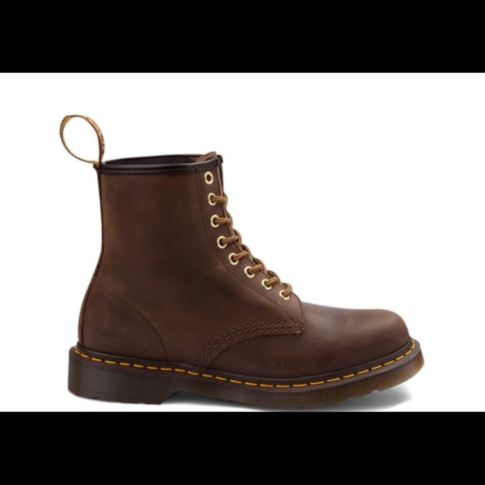 Brand tags on real Dr. Martens Brown Leather Boots